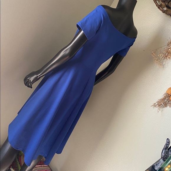 Sarin Mathews Blue Off-Shoulder Short Sleeve High Low Dress NWTs - Picture 6 of 11
